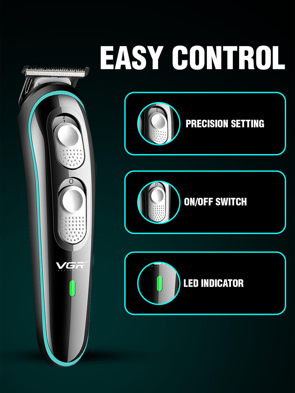 VGR V-055 Professional Electric Hair Clippers Kit | Rechargeable Cordless| with 4 Guide Combs