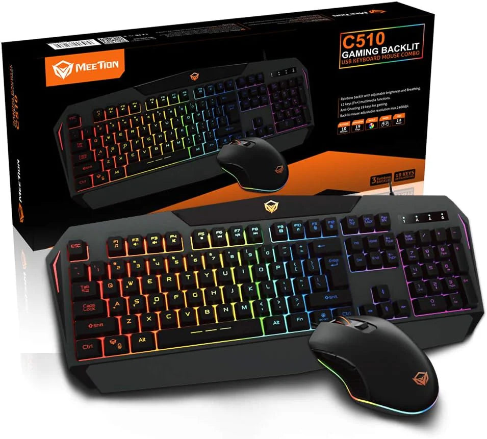 Backlit Gaming Keyboard and Mouse Combo Meetion C510 USB