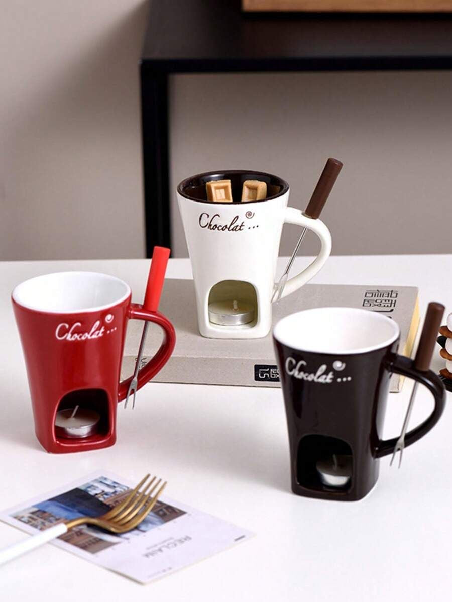 🍫 Chocolate Melting Cup with Fork – Perfect for Chocolate & Cheese