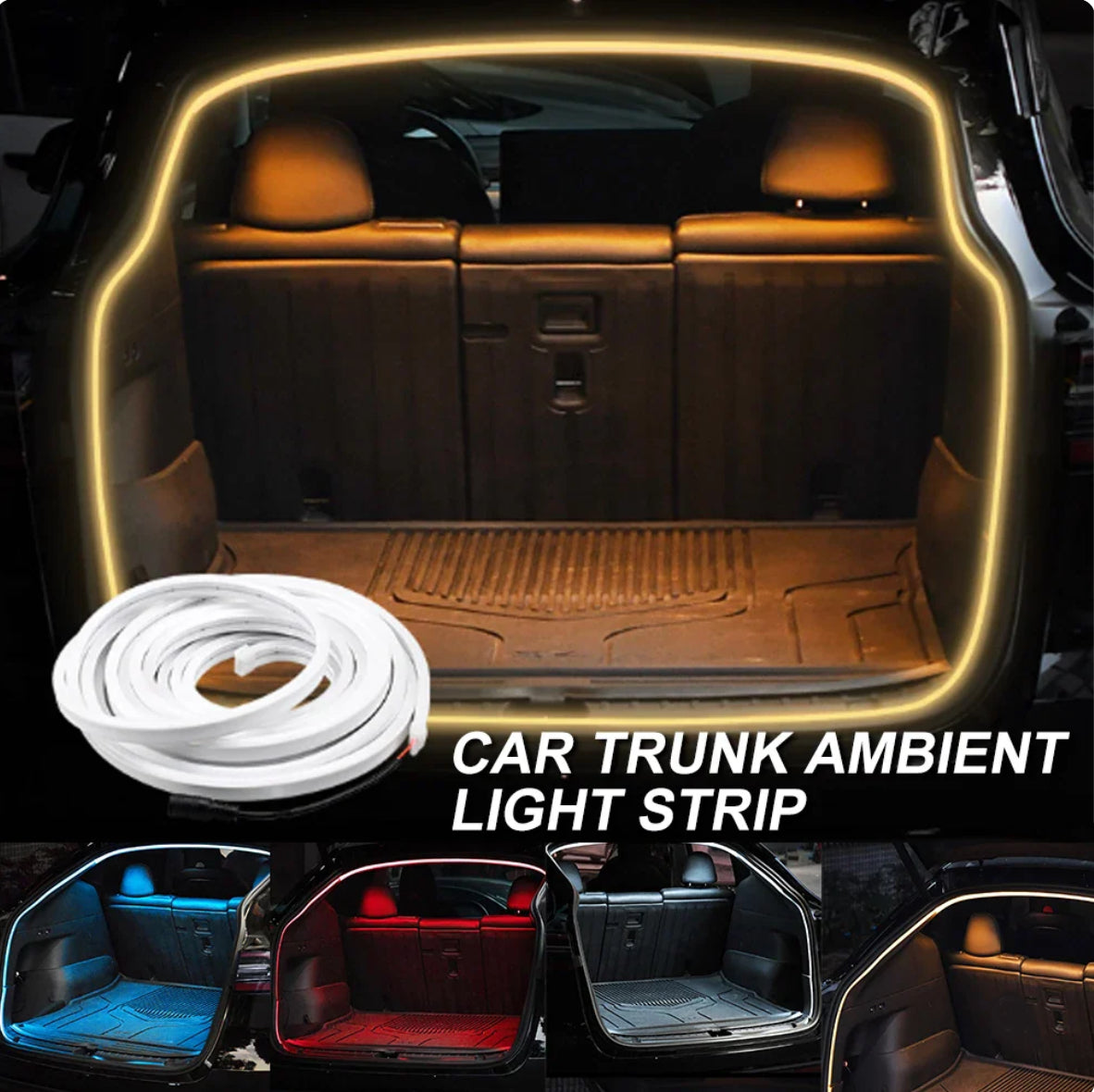 12V LED Trunk Light Warm White LED Strip 2M Waterproof Flexible Light