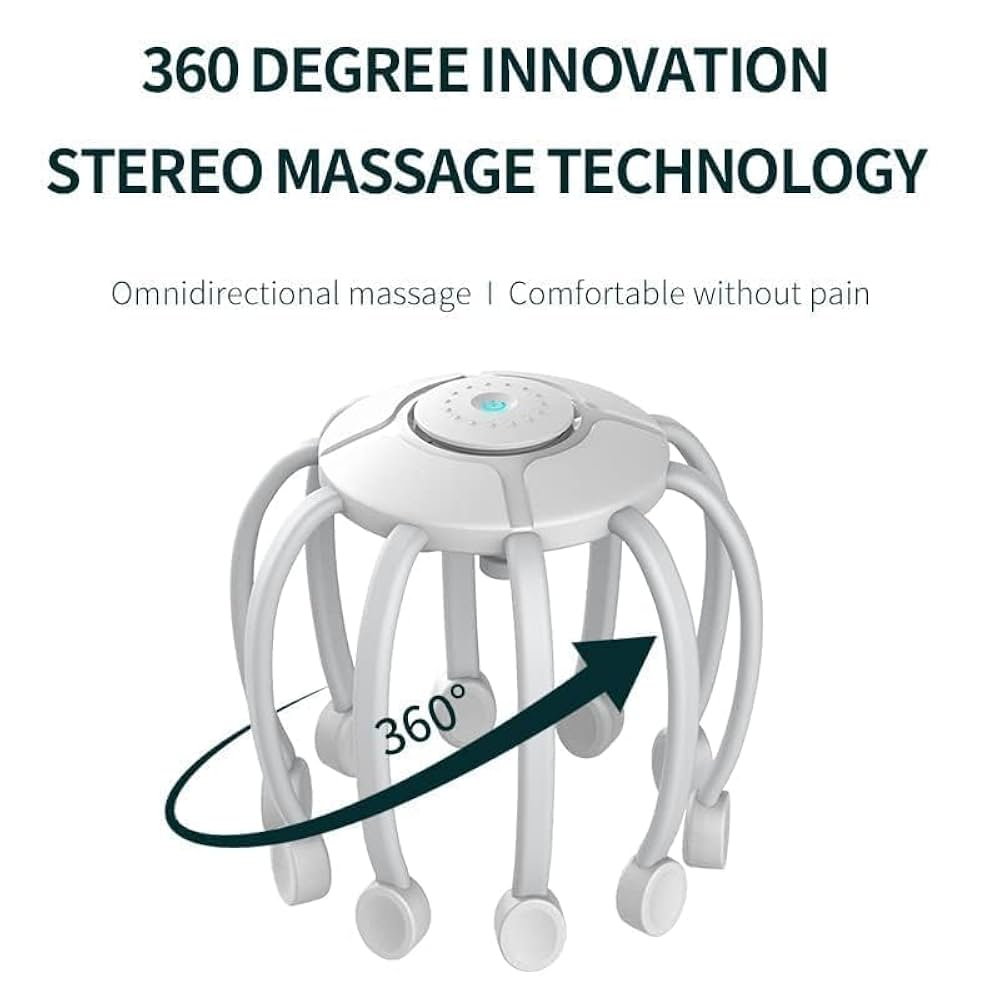 Portable Electric Head Massager – Hands-Free Black Design for Stress, Headache & Pain Relief