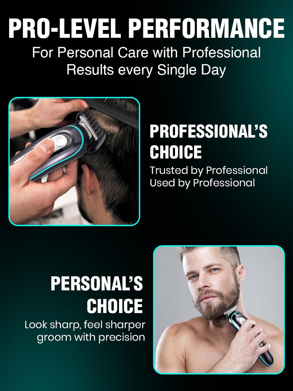 VGR V-055 Professional Electric Hair Clippers Kit | Rechargeable Cordless| with 4 Guide Combs