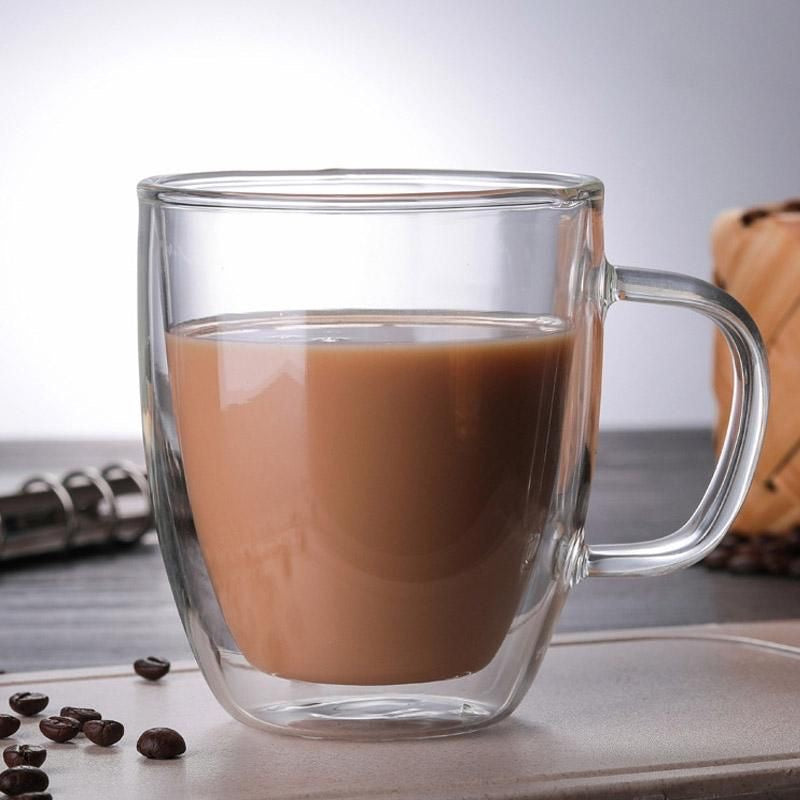 350ml Double Clear Glass Mug – Stylish & Heat-Resistant