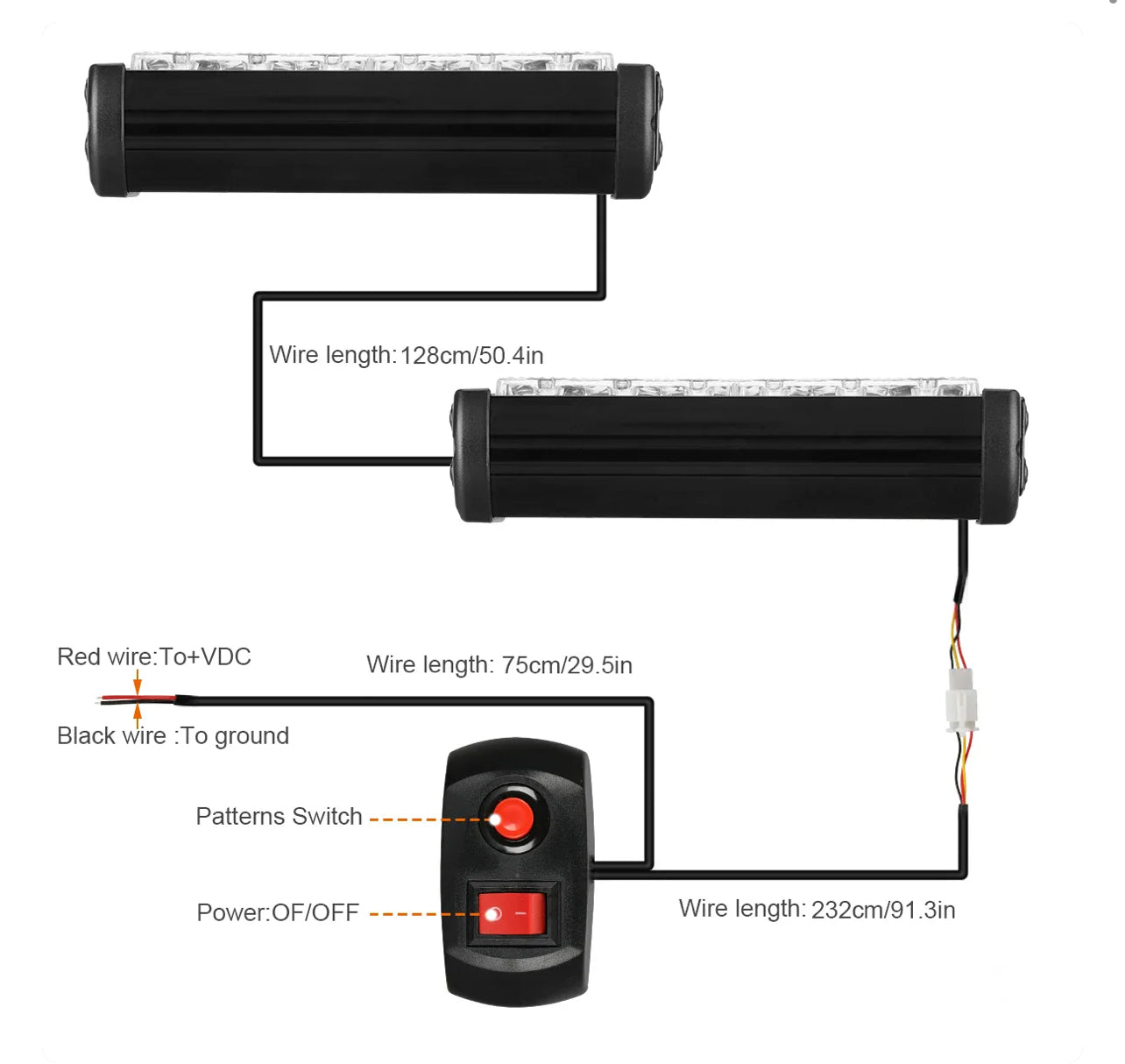 Police Led Warning Strobe Lights Light bar for Trucks Cars Waterproof