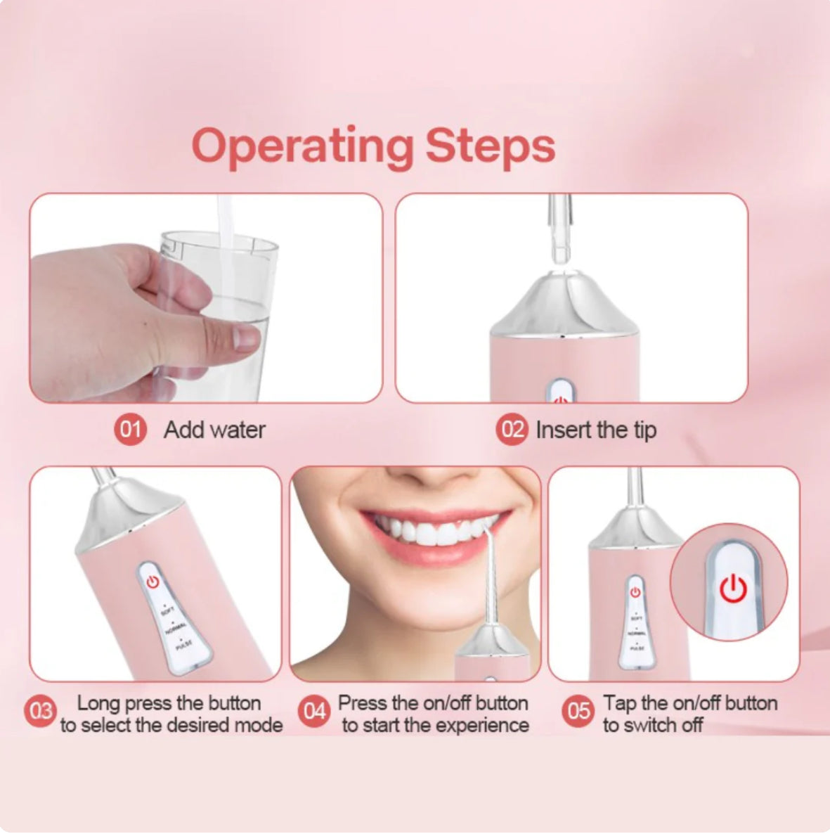 Professional Oral Irrigator for Teeth & Gums with 4 Jet Tips, 3 Modes & 360° Rotation , Water Dental Flosser