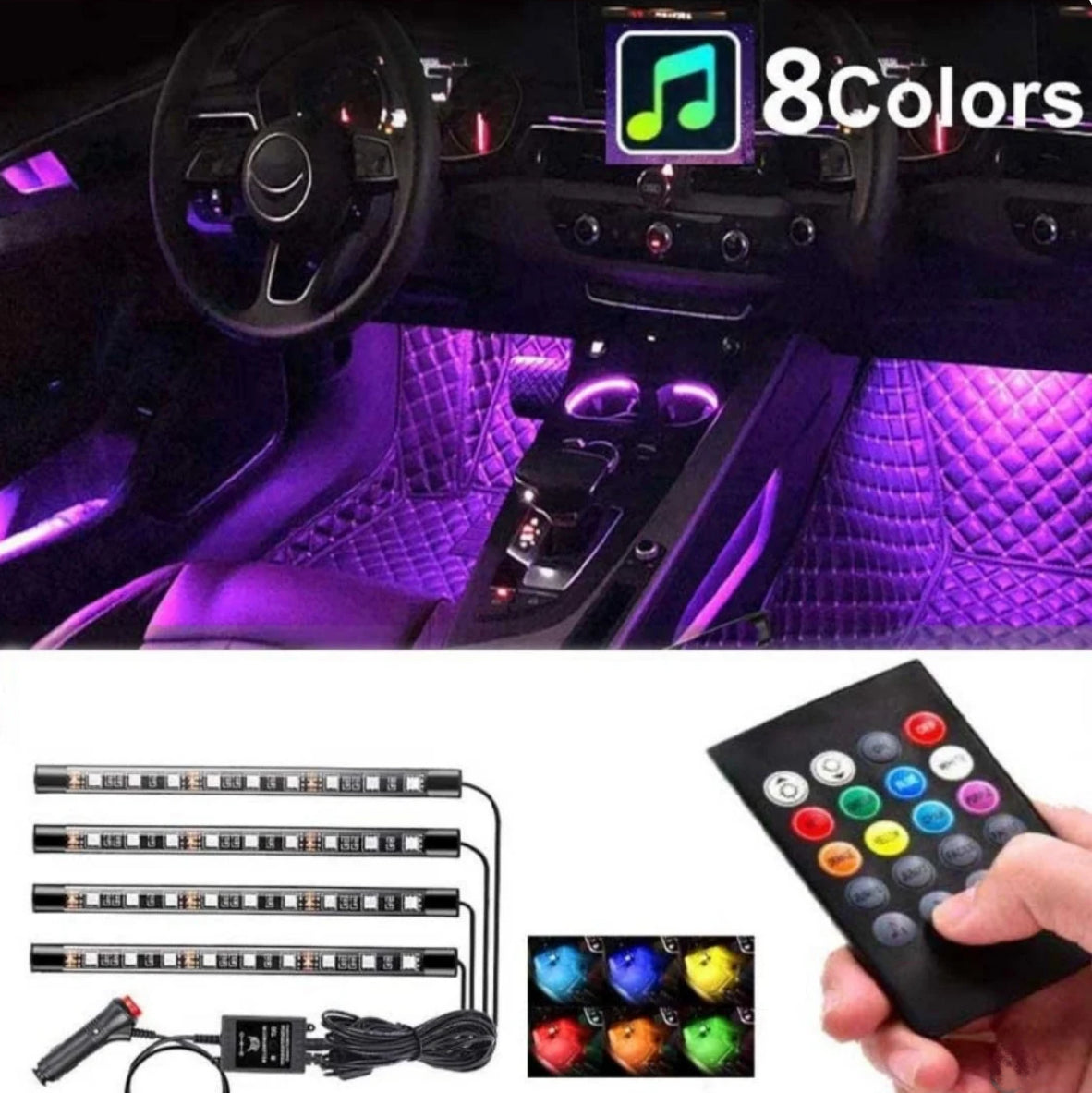 Car Rgb 4 Pcs Waterproof Led Light Strip Remote Or Bluetooth Control