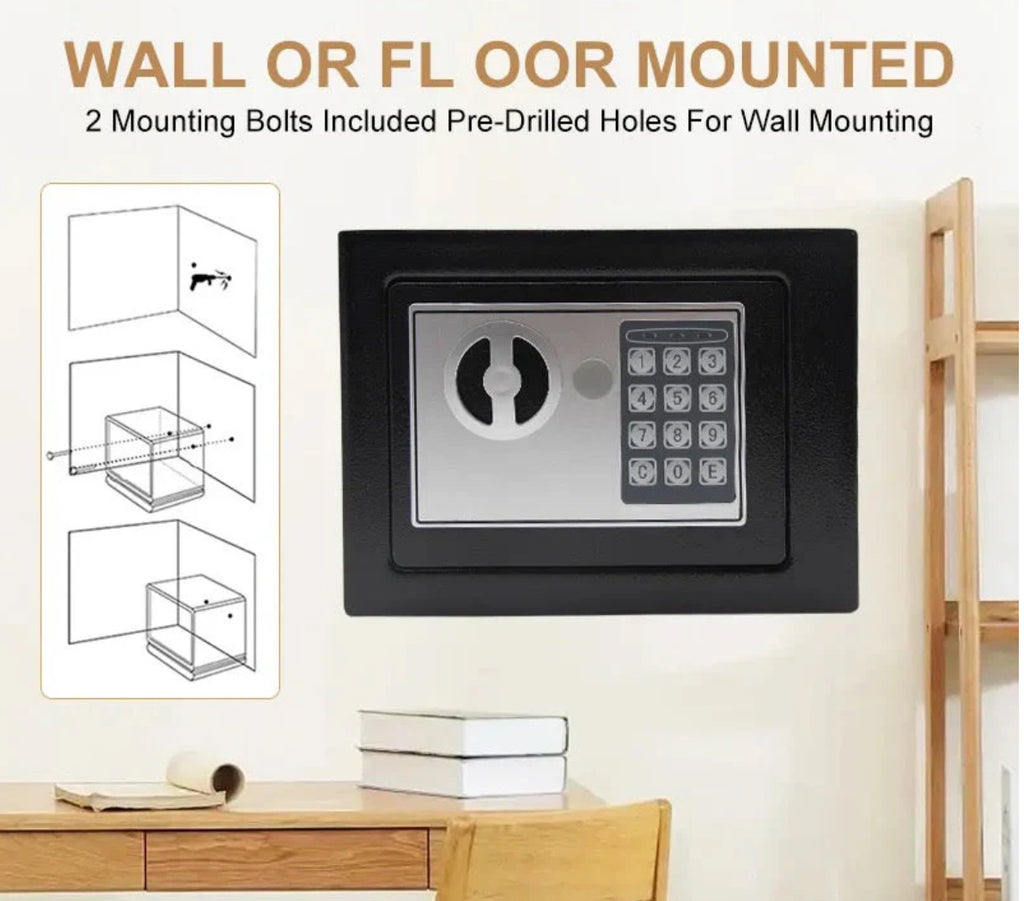 Safe Box Mini Digital Electronic Keypad Lock Safe Box Built In 2 Locking Bolts For Home & Offices