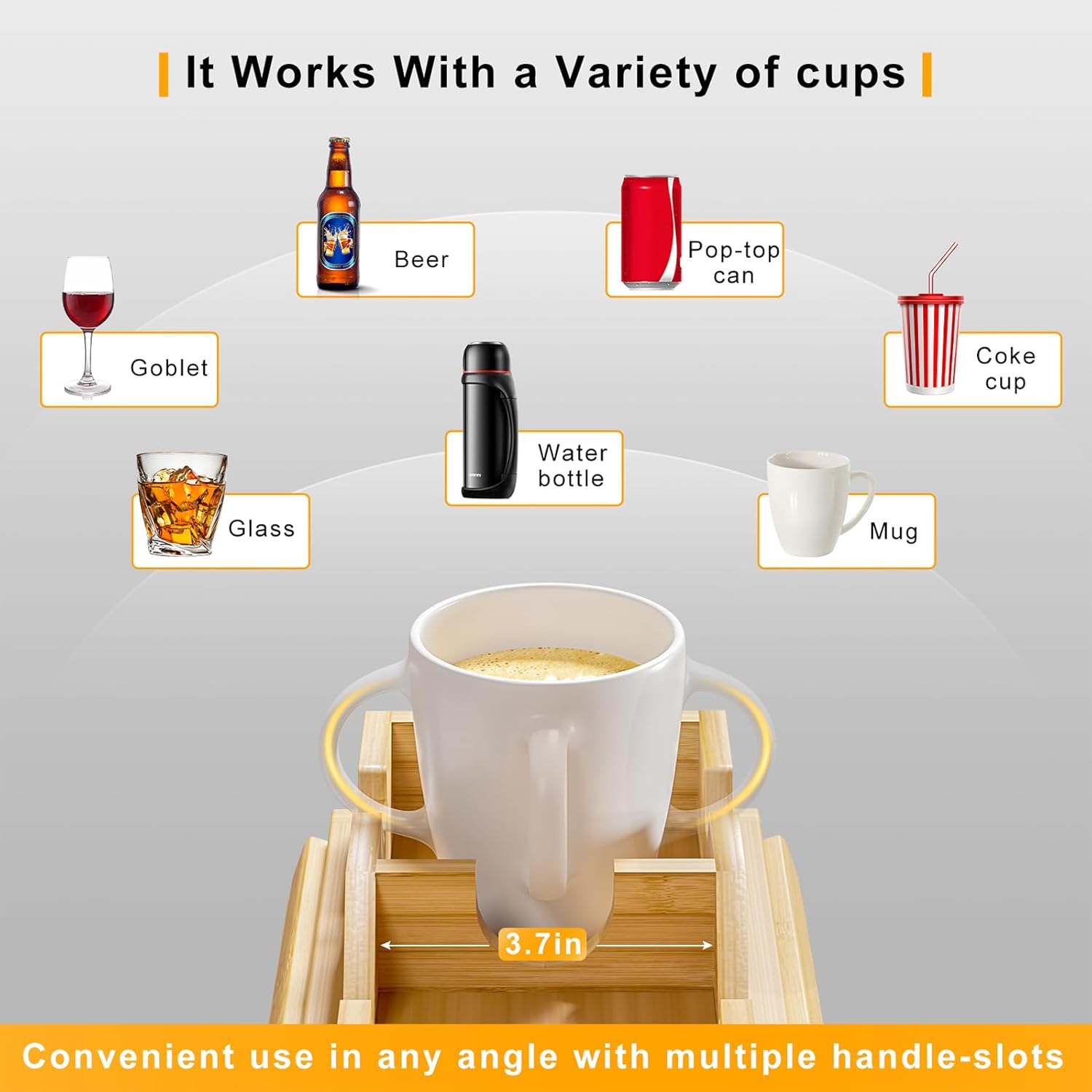 Bamboo Couch Arm Tray – Flexible Sofa Armrest Table