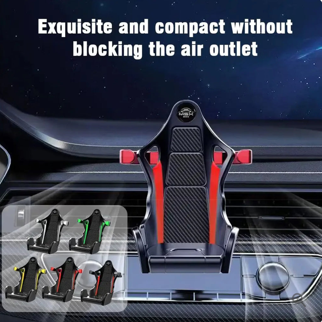 Shiny Carbon Fiber Racing Seat Swiveling Phone Car Holder Air Vent