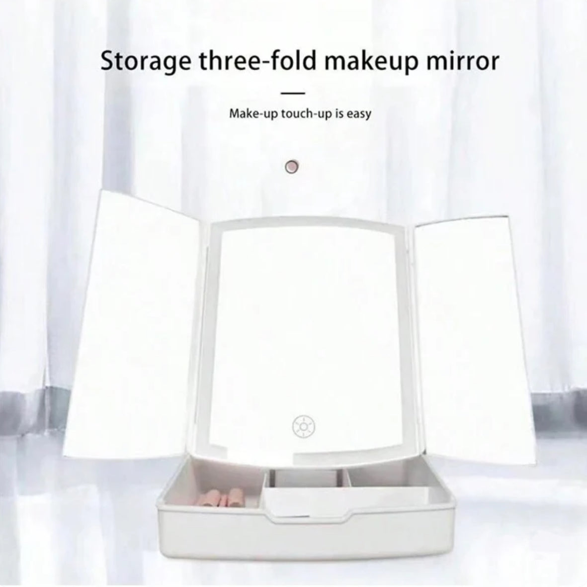 My Fold Away Vanity Mirror With Led & Makeup Storage