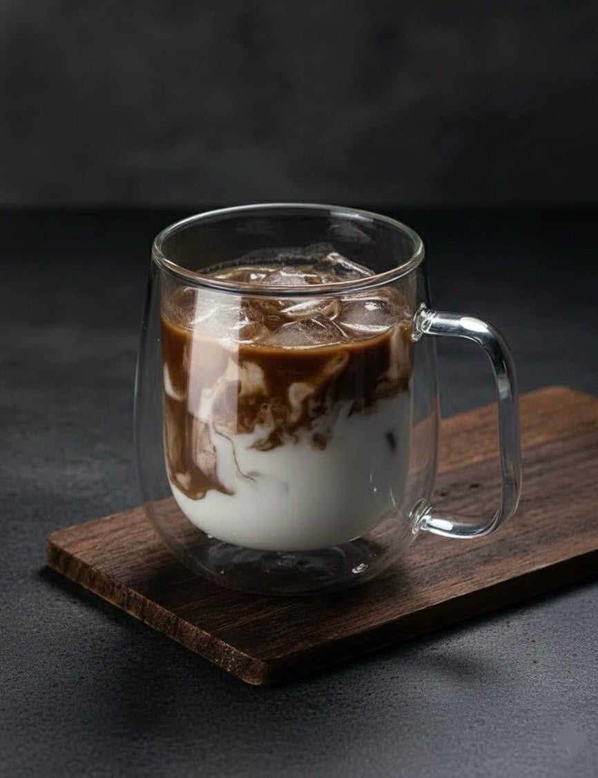 250ml Double Clear Glass Mug – Elegant & Heat-Resistant