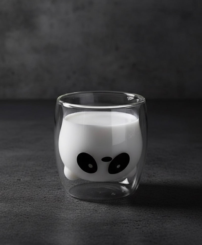 🐼 Double Glass Cup – Panda Design