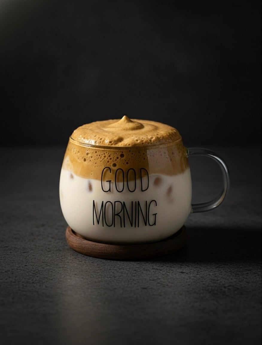 “GOOD MORNING” Glass Mug