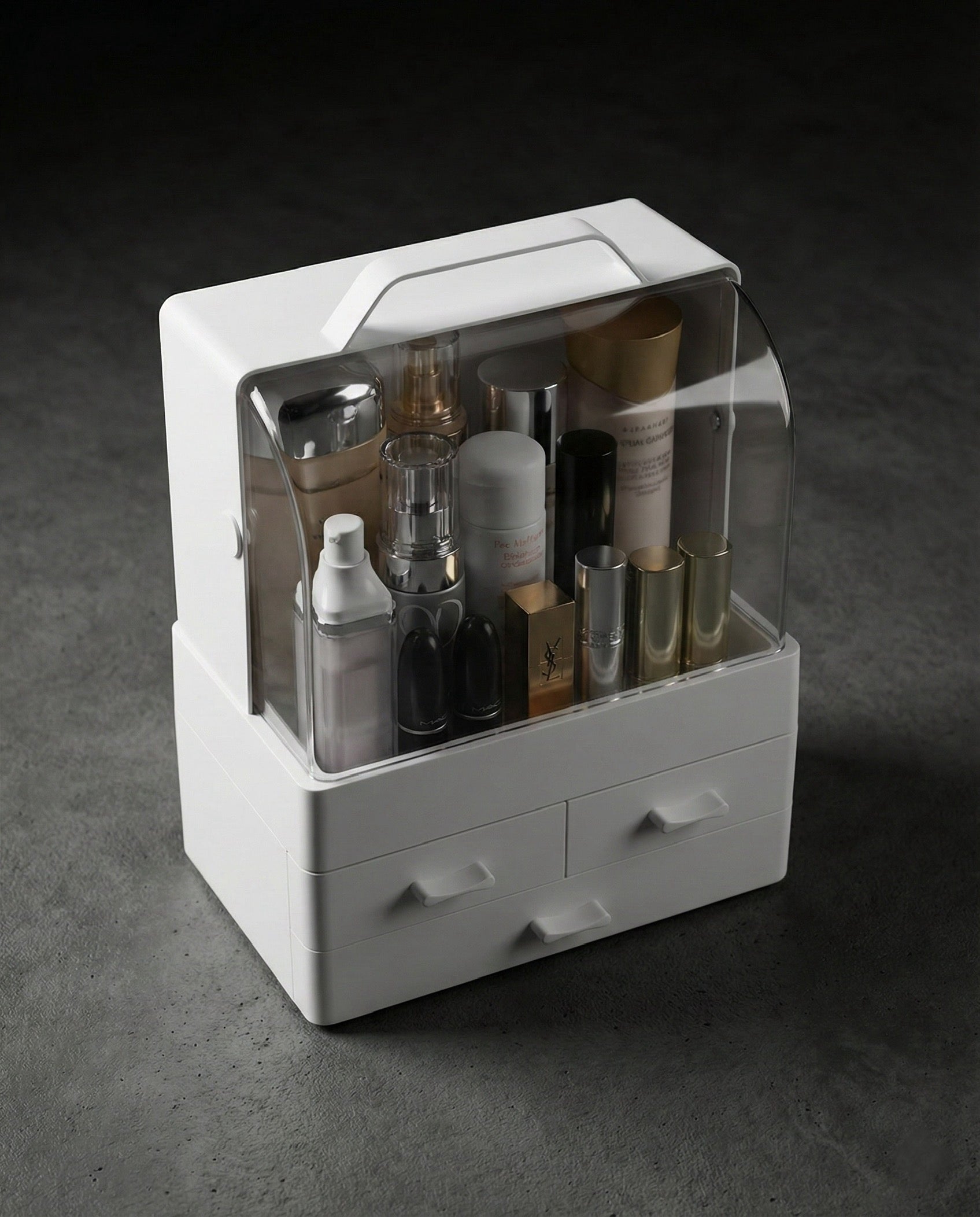 Makeup Organizer, Portable Skin Care Display Case with 3 Drawer