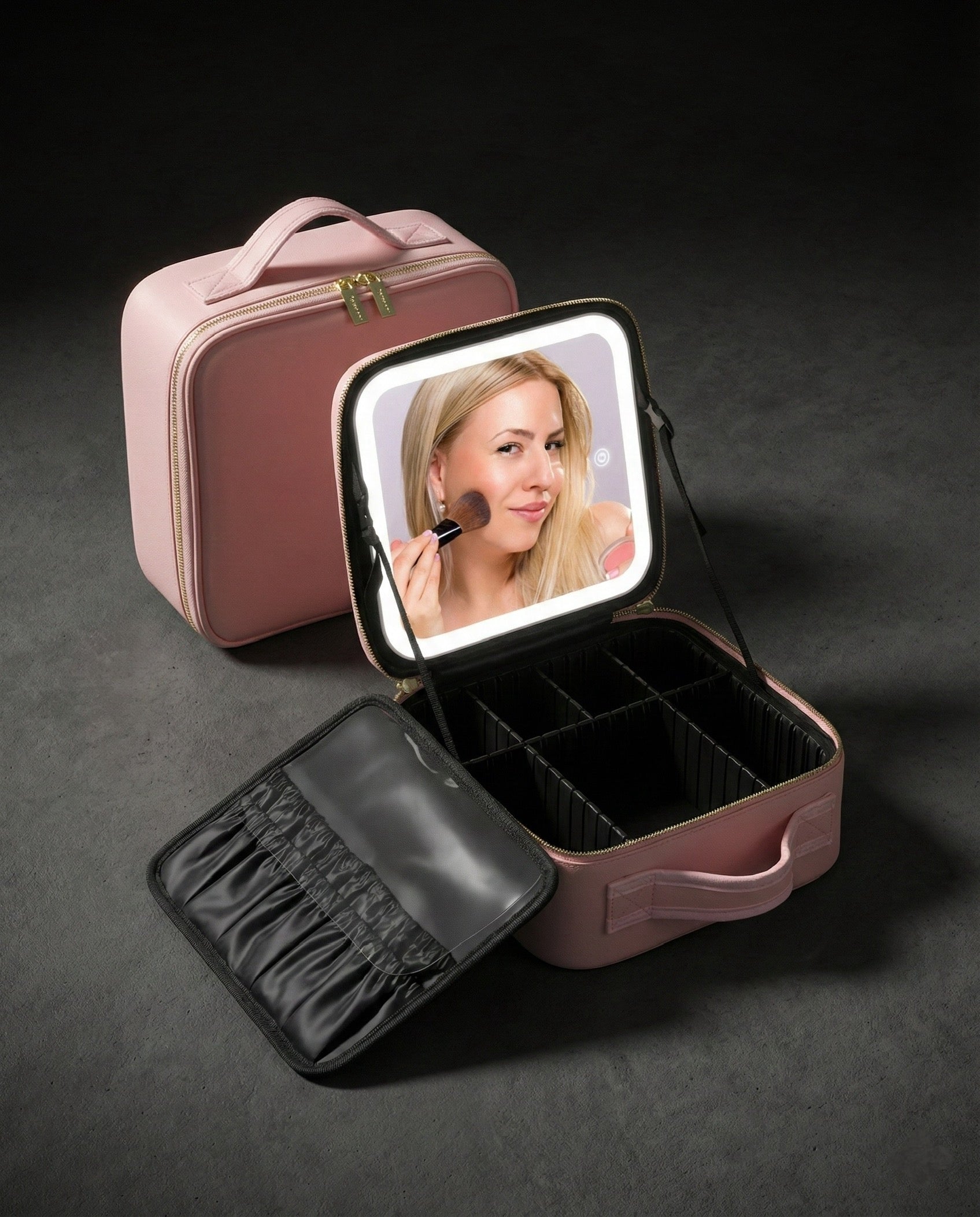 Adjustable Light Make Up Bag With Mirror LED Light