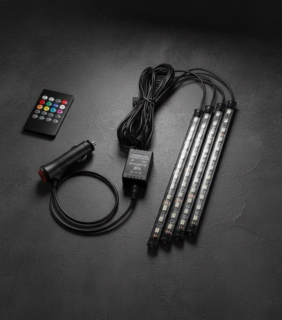 Car Rgb 4 Pcs Waterproof Led Light Strip Remote Or Bluetooth Control