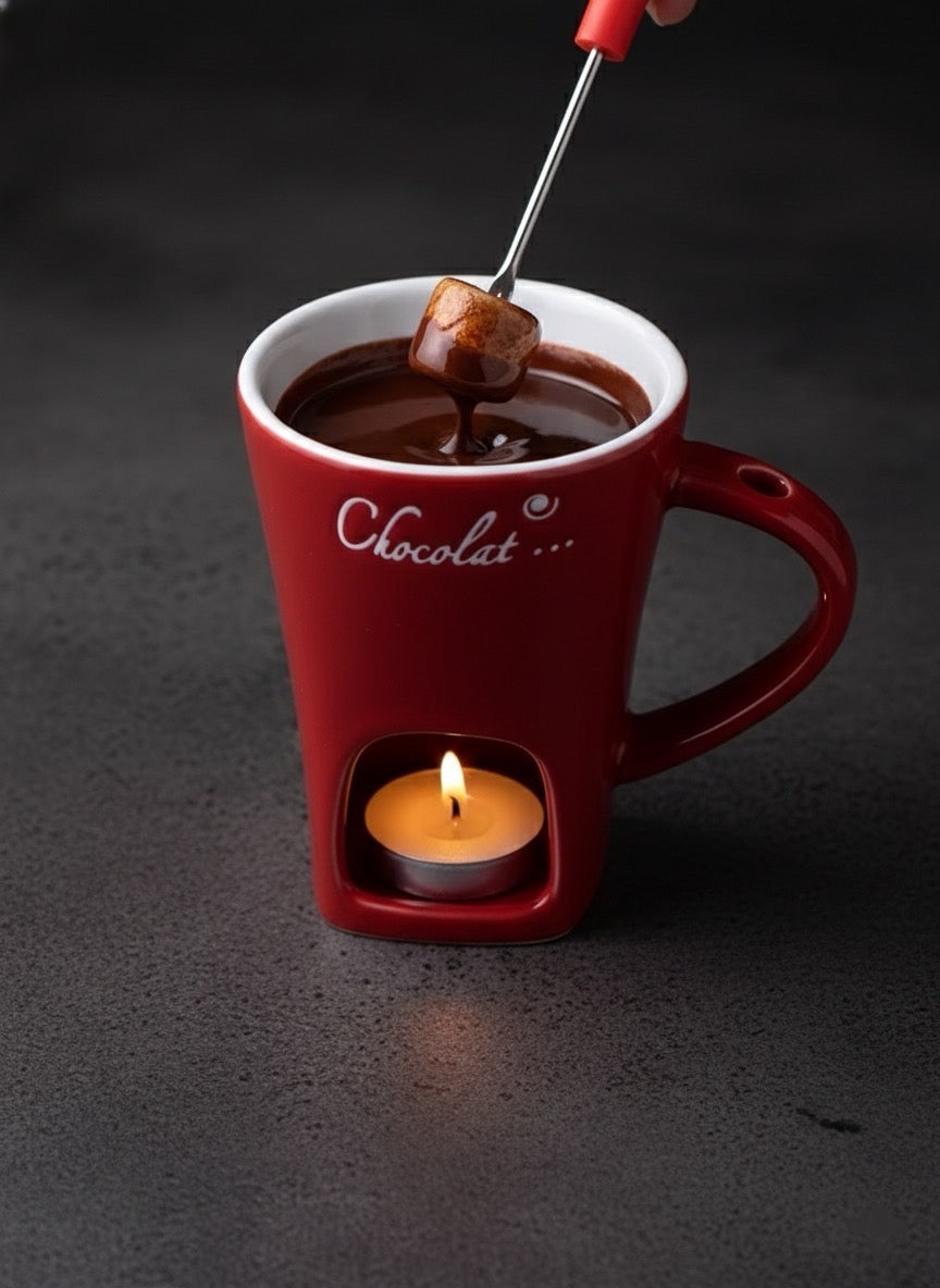 🍫 Chocolate Melting Cup with Fork – Perfect for Chocolate & Cheese