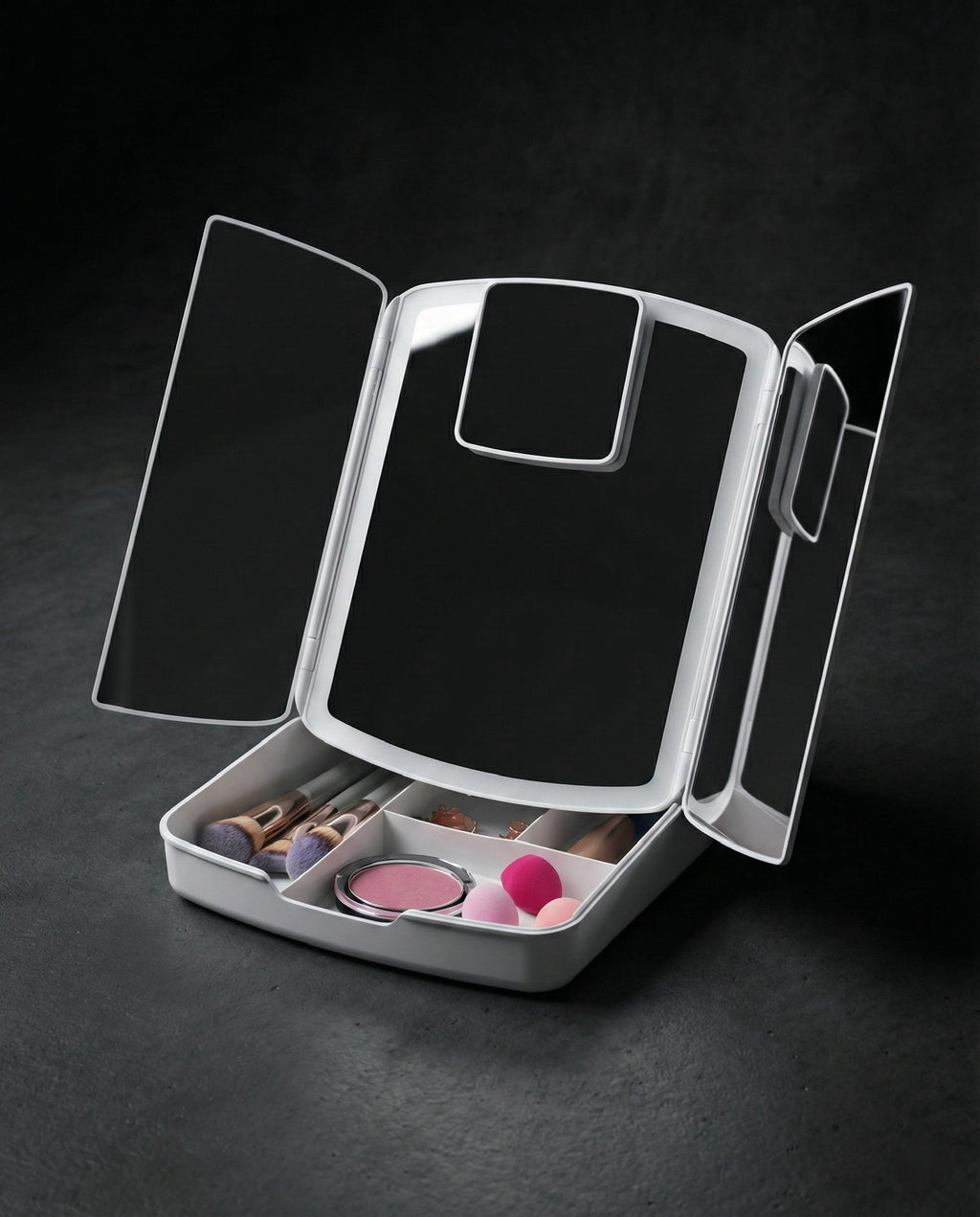 My Fold Away Vanity Mirror With Led & Makeup Storage