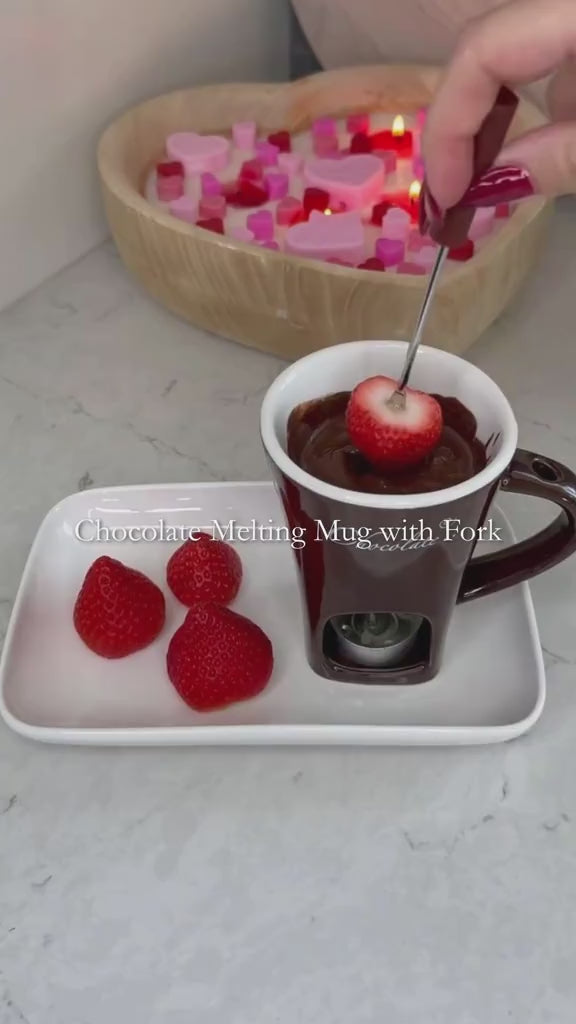 🍫 Chocolate Melting Cup with Fork – Perfect for Chocolate & Cheese